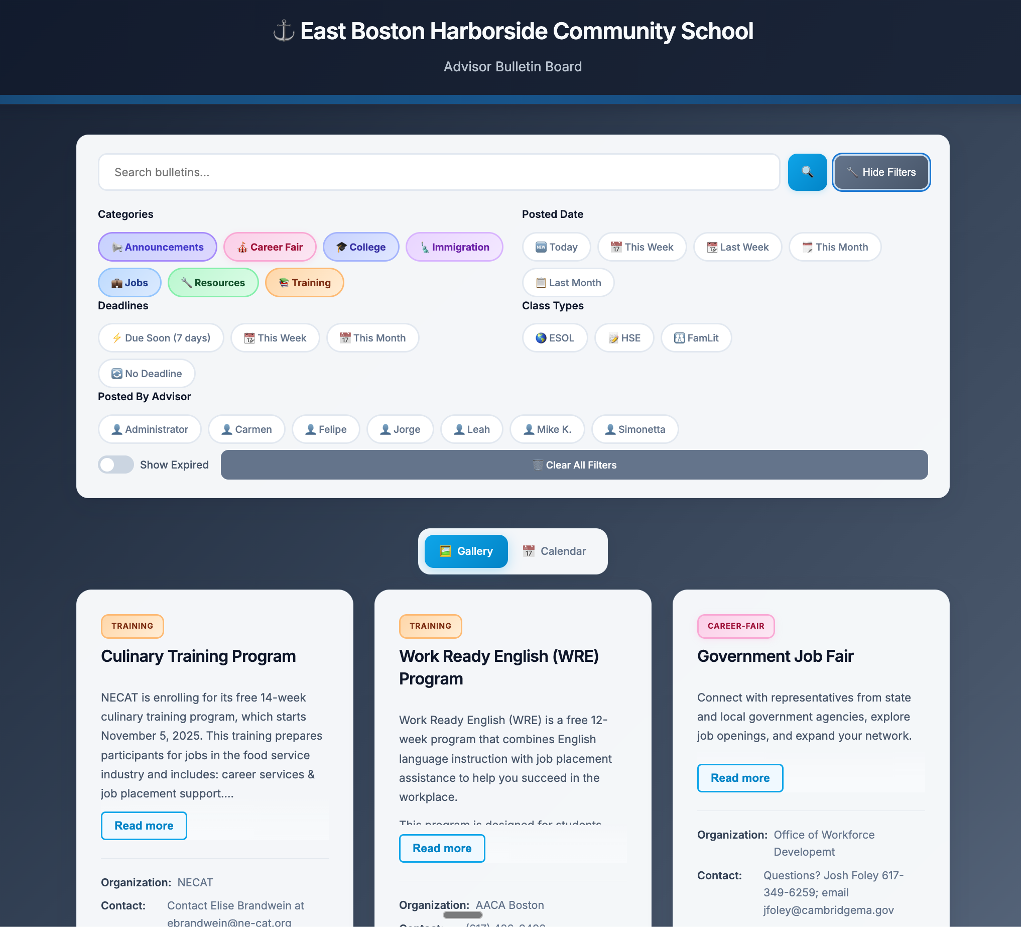 School Advisor Job Board