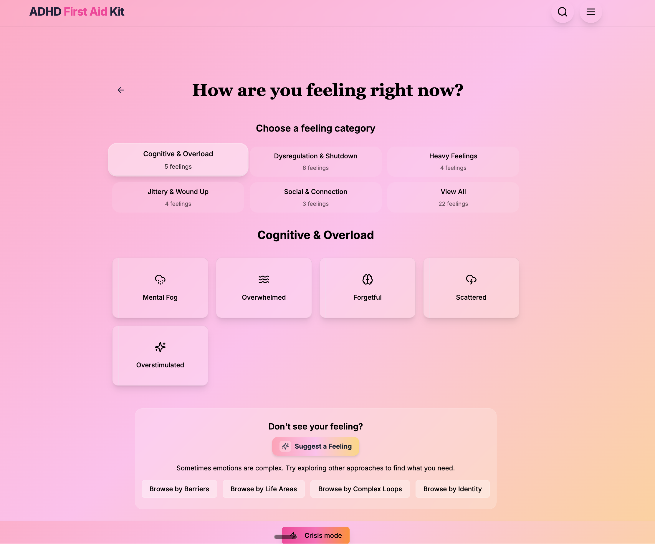 ADHD First Aid Kit Feelings Picker