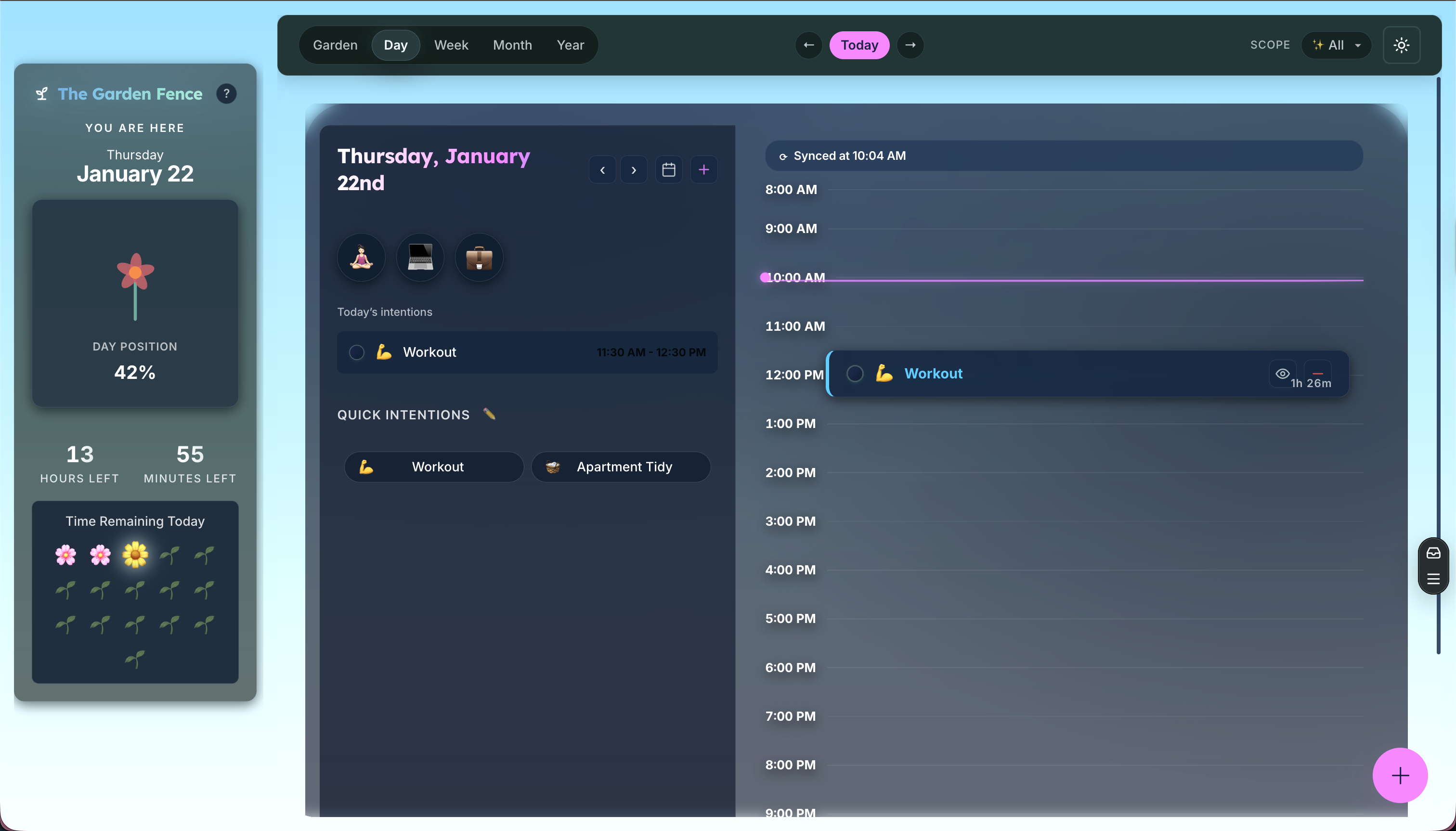 Day View with Now Beam