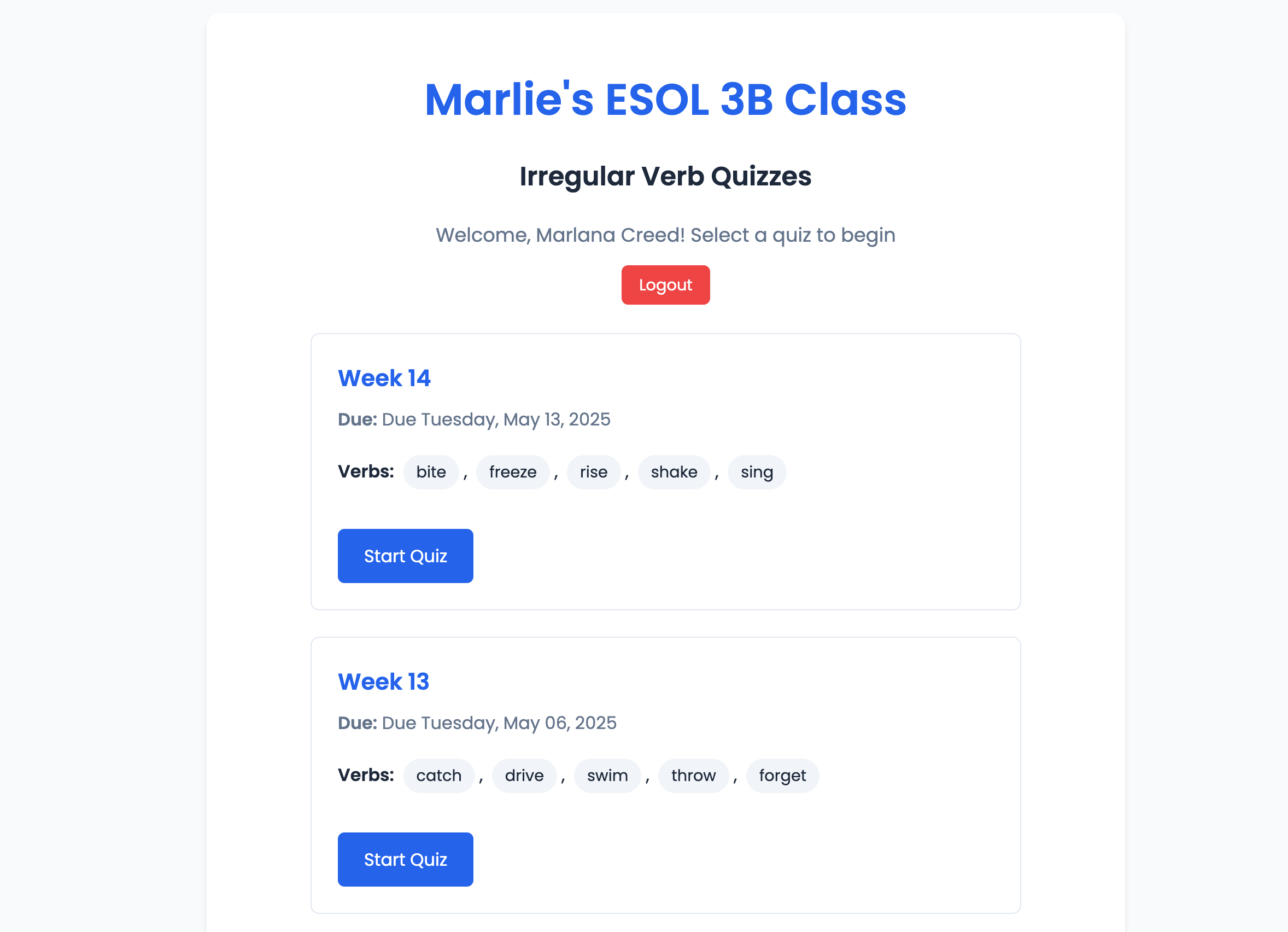 ESOL Quiz Platform LMS