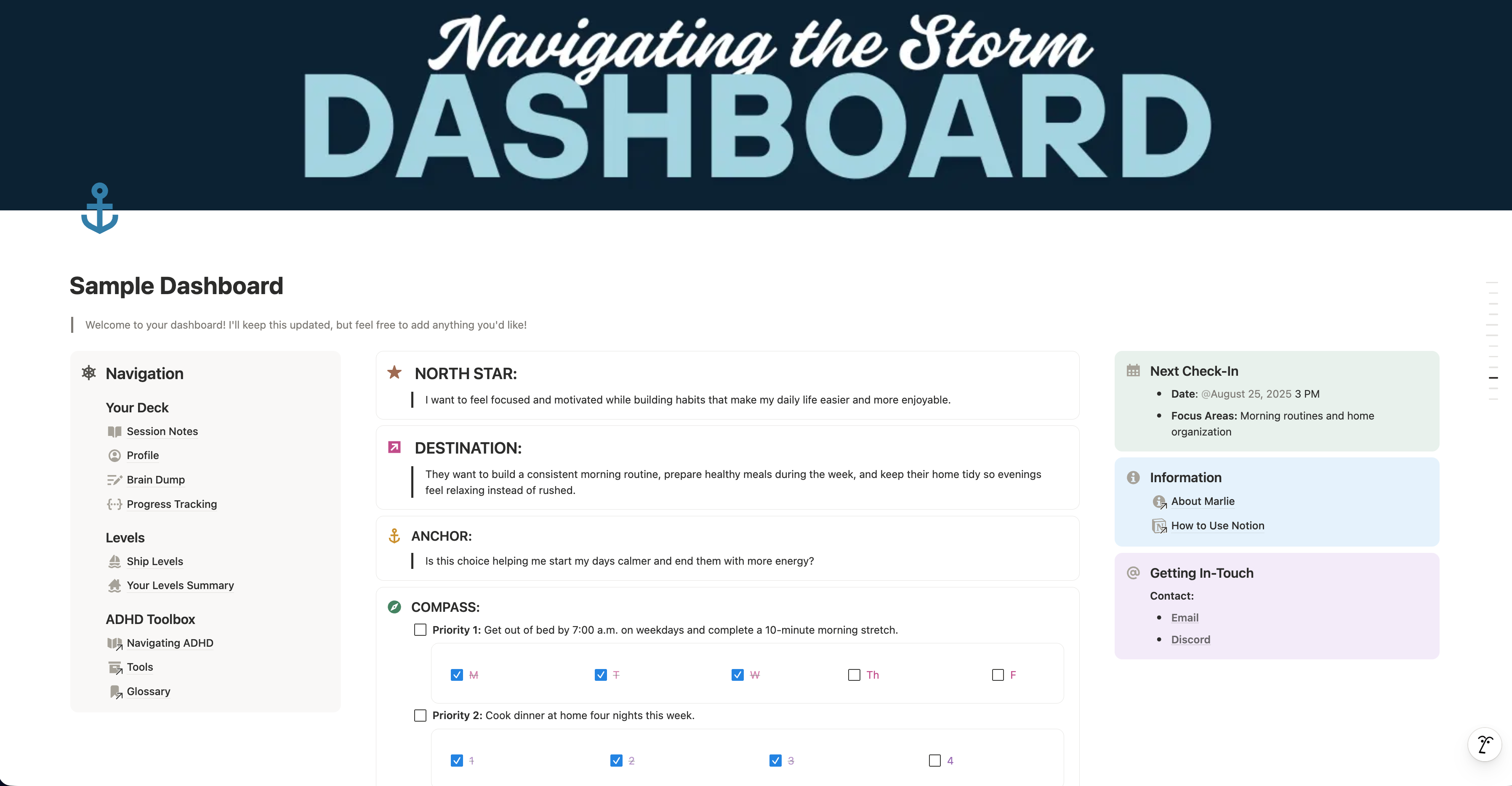 ADHD Coaching Framework - Notion Dashboard