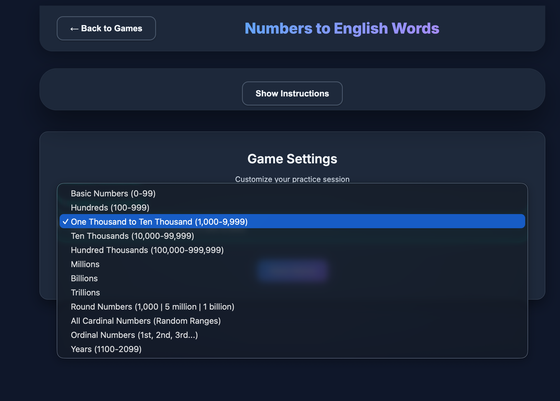 Question view with number display and input field